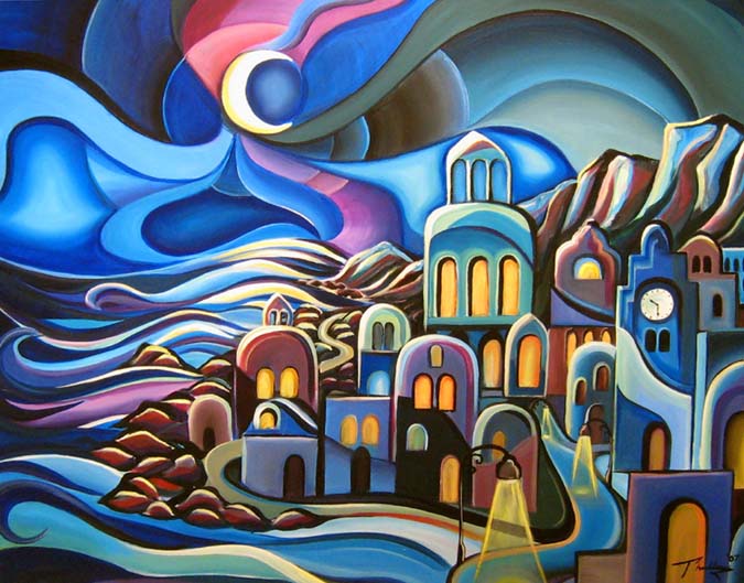The Village - Peter Thaddeus - Art From The Gold Coast Favorite Artist 