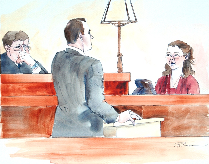 Don Bosch questions a witness in the Baumgartner trial 